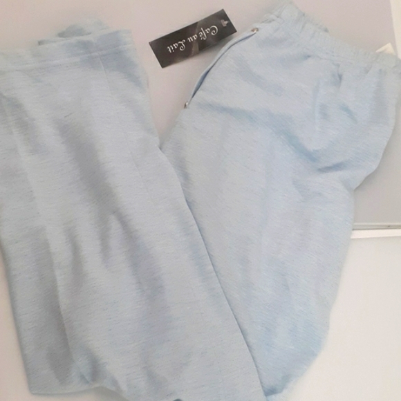 CAFE AU LAIT BABY BLUE Cotton blend Casual pants NEW $60 size G/ L - Picture 3 of 10